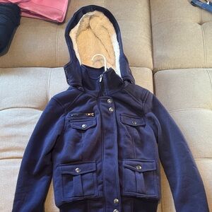 Juniors Navy Blue Hooded Jacket